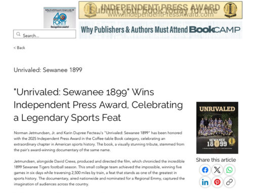“Unrivaled: Sewanee 1899” Wins Independent Press Award, Celebrating a Legendary Sports Feat